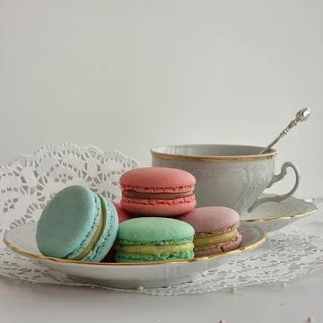 Dessert macaroni for background close-up Stock Photos