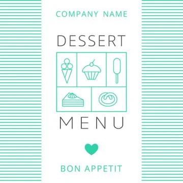 Dessert Menu Card Design template. Stock Illustration