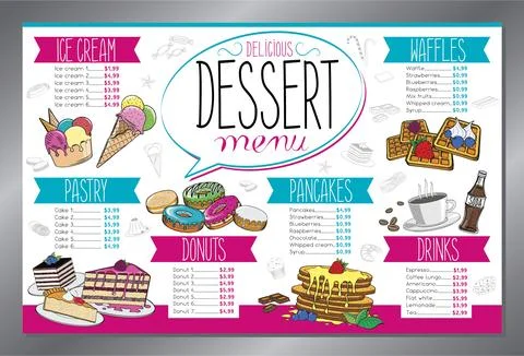 Dessert menu card - tabloid format - vector illustration Stock Illustration