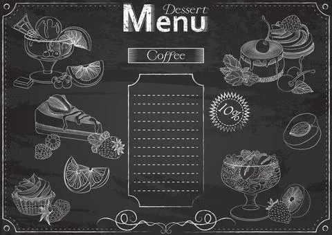 Dessert menu chalk Illustrazione stock