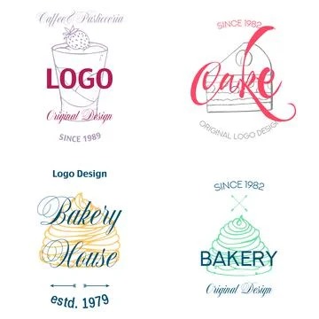 Dessert Menu Logo template with Doodle Sweet Food. Stock Illustration