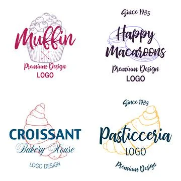 Dessert Menu Logo template with Doodle Sweet Food. Stock Illustration