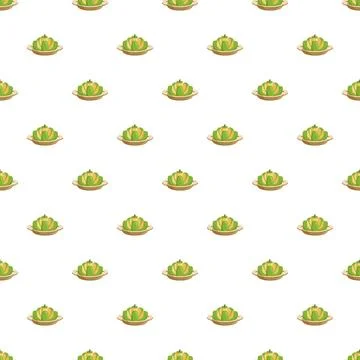 Dessert pastries on plates seamless pattern background Иллюстрация