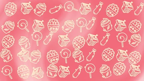 Dessert Pattern Doodles on Pink Gradient Background for Stock Video 库存影片 330678197