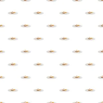 Dessert pattern featuring small cheesecake on white plate Stock Illustration