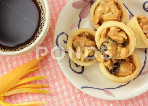Dessert on plate with coffee cup. Stock Photos