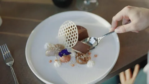 A dessert plate with a dessert on it Video stock 295995556