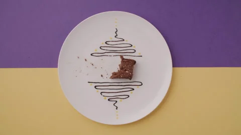 Dessert on a Plate in Stop Motion Stock Footage 255678506