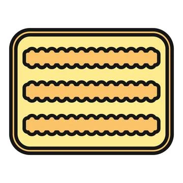 Dessert preparing mold with three scalloped cookies Stock Illustration