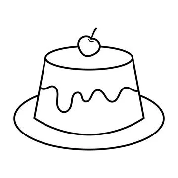 Dessert Pudding with Cherry Vector Illustration Stock Illustration