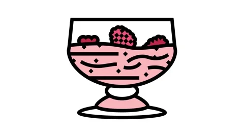 Dessert raspberry fruit berry color icon animation Stock Footage 225010672