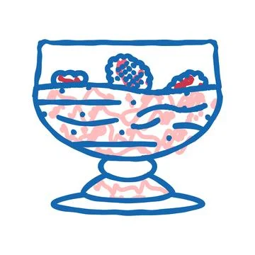 Dessert raspberry fruit berry icon doodle illustration Illustrazione stock