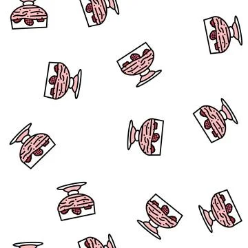 Dessert raspberry fruit berry vector seamless pattern Stock Illustration