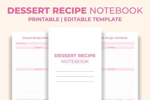 Dessert Recipe Notebook KDP Interior Stock Illustration