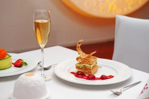 Dessert in restaurant Stock Photos