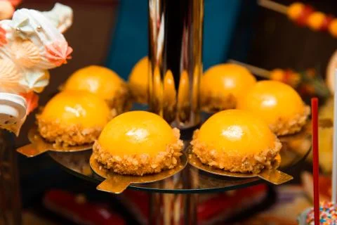 The dessert is round. Stock Photos