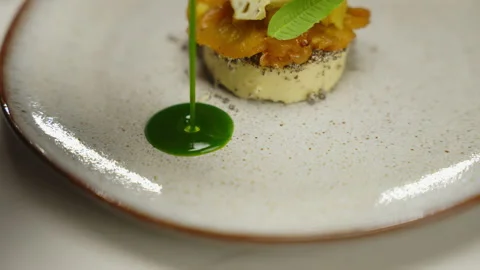 Dessert with sauce Stock Footage 182847211