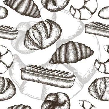 Dessert Seamless pattern with hand drawn elements Stock Illustration