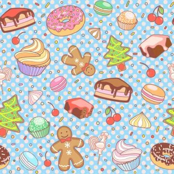 Dessert seamless vector pattern. Stock Illustration