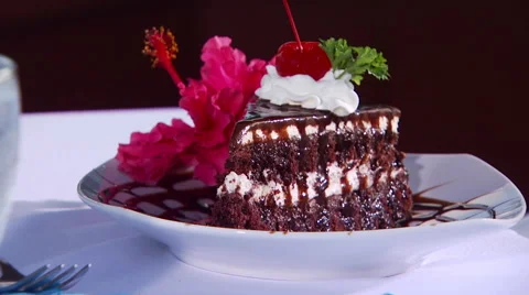 Dessert served on restaurant table Stock Footage 57814493