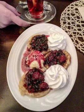 Dessert Served on a Table in Czechia Foto stock
