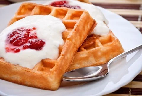 Dessert with soft waffle Foto stock