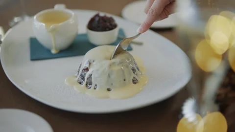 A dessert with a spoon on top of it Stock Footage 295995492