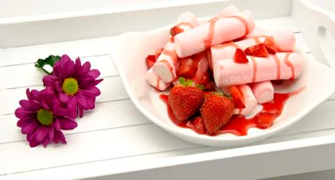 Dessert with strawberry Stock Photos