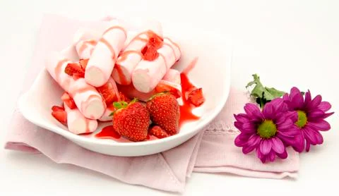 Dessert with strawberry Stock Photos