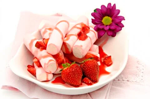 Dessert with strawberry Stock Photos