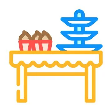 Dessert table buffet color icon vector illustration イラスト素材