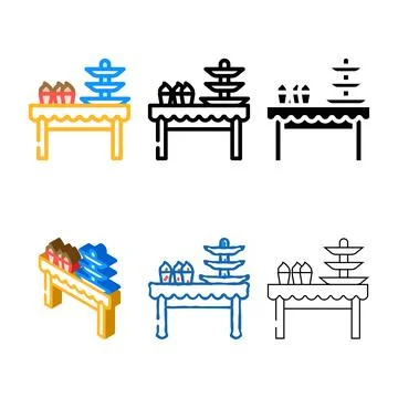 Dessert table buffet color icon range vector Stock Illustration