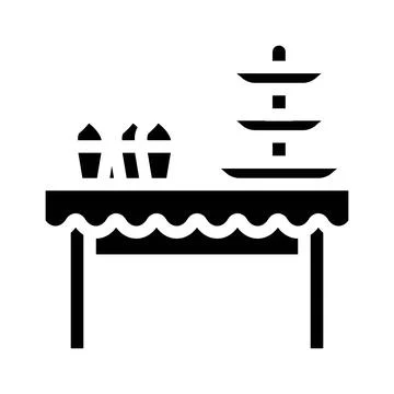 Dessert table buffet glyph icon vector illustration イラスト素材