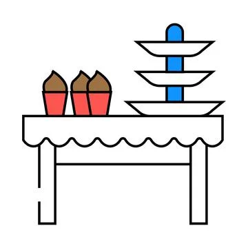 Dessert table buffet icon color illustration イラスト素材