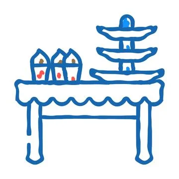 Dessert table buffet icon doodle illustration イラスト素材