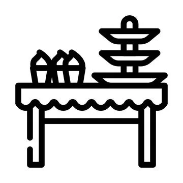 Dessert table buffet line icon vector illustration イラスト素材
