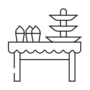 Dessert table buffet line icon vector illustration イラスト素材