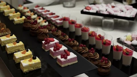 Dessert table. delicious dessert. A moving footage of a Swedish Stock Footage 130723409