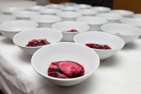 Dessert on the table for dinner in hotel restaurant kitchen Stock Photos