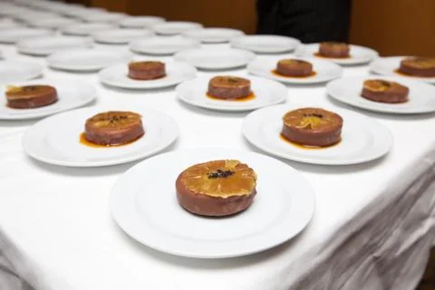 Dessert on the table for dinner in hotel restaurant kitchen Stock Photos