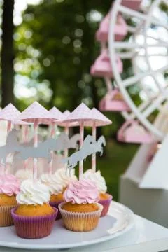 Dessert table for a party. Foto stock