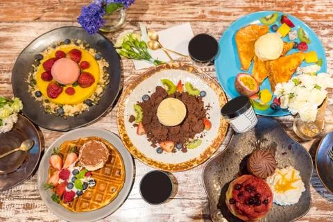 Dessert table top view Foto stock