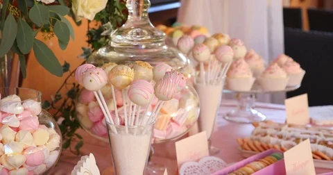 Dessert table for a wedding party Stock Footage 71751230