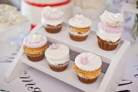 Dessert table for a wedding party Stock Photos