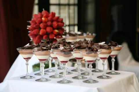 Dessert table at wedding reception Stock Photos