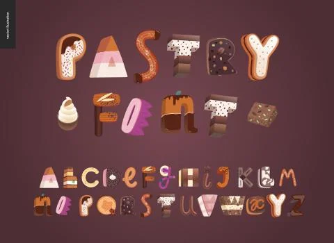 Dessert temptation font Stock Illustration