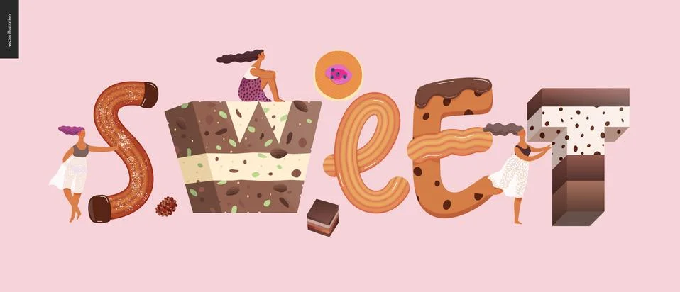Dessert temptation font Stock Illustration