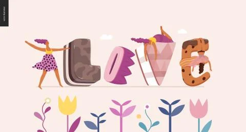 Dessert temptation font Stock Illustration