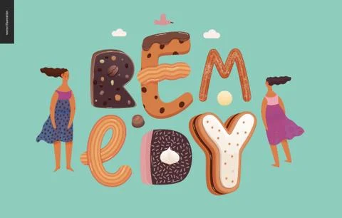 Dessert temptation font Stock Illustration