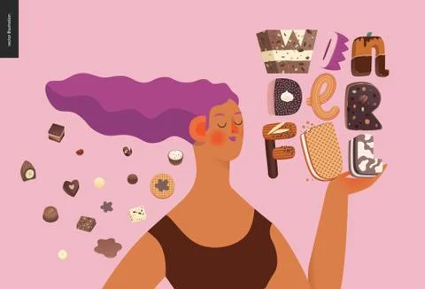 Dessert temptation font Stock Illustration